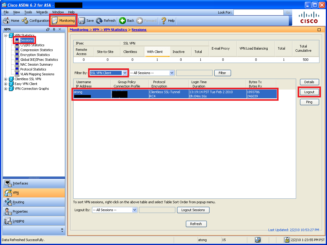 How to kill, logoff, or disconnect a Cisco ASA remote access VPN